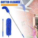 Roleader brosse de nettoyage de gouttire de toit - plumeau tlescopique pour poussiere lavable - avec ...
