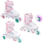 Roller enfant - raven - rosi - roue lumineuse led - blanc / rose - polycarbonate Roller enfant - raven - rosi - roue lumineuse led - blanc / rose - polycarbonate