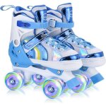 Roller enfant zgeer - patin � roulette 4 roues lumineuses - r�glable et confortable - bleu