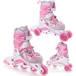 Roller fille transformable raven princess - blanc / rose - pointure ajustable - 3 en 1