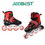 Roller in line pour enfants - jeobest - 27 � 32 - patins � roulettes ajustables - noir et rouge