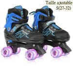 Roller quad enfant qifashmaroller avec 8 roues lumineuses (s 27 - 32) - bleu - glisse urbaine - fitness ...