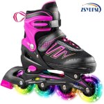 Roller en ligne reglable - roller fille / femme - enfant rollers - roller lumineuse - rouge - 4 tailles ...