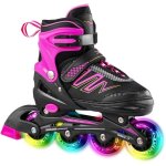 Roller en ligne reglable - roller fille / femme - enfant rollers - roller lumineuse - rouge - 4 tailles ...