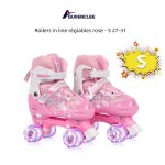 Rollers in line rglables quiienclee - rose - s 27 - 31 - roues en pvc flash