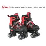 Rollers rglables huole - gulovej - enfant - taille m - rouge - roues en pvc non clignotantes