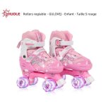 Rollers rglables huole - gulovej - enfant - taille s rose - roues en pvc flash