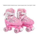 Rollers en ligne rglables - quiienclee - rose taille m - double range de roues - freins sensibles