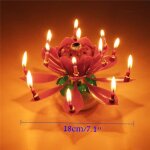 Romantique joyeux anniversaire fleur double lotus musical rotatif bougie gteau rouge