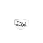 Ronds de serviette - joyeux anniversaire - blanc alb�tre - lot de 6 - carton paillet� - d�coration de ...