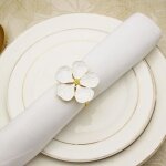 Ronds de serviette - vvikizy - 6 pcs - fleur blanche - alliage m�tallique - �l�gant et durable