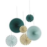 Rosaces � suspendre - ptit clown - ref / 22612 - vert clair fonc� et beige / ivoire - 15 20 25 cm - 6 ...