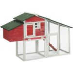 Enclos poulailler - rosalie - rouge - 2 poules - bois de sapin trait - rsistant aux intempries