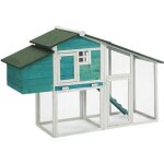 Enclos poulailler - rosalie - vert - 2 poules - bois de sapin trait - rsistant aux intempries