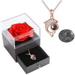 Rose eternelle sous cloche et collier amour - collier femme pendentif de dauphin - cadeau pour femmemamansaint ...