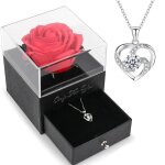 Coffret cadeau avec rose éternelle - amour - collier femme - 40 cm - noir - saint valentin Coffret cadeau avec rose éternelle - amour - collier femme - 40 cm - noir - saint valentin