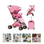 Rose poussette l�g�re pliable pour b�b� willonin� poussette compacte canne avec pieds dor� position allong�e ...