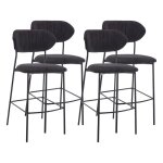 Rosita - lot de 4 tabourets de bar - en tissu - gris anthracite - gris anthracite