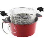Friteuse - rossetto - faitout evolution 2 en 1 - 24cm - couvercle verre - rouge