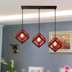 Rouge industrielle lustre en mtal rtro 3 lampes de suspension e27 douille pour cuisine salle  manger ...