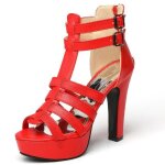 Rouge sandales  talons hauts et bout ouvert pour femme chaussures dt grande taille
