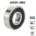Roulement à billes 6001 - 2rs. double étanchéité. Ø 28 mm. skf Roulement à billes 6001 - 2rs. double étanchéité. Ø 28 mm. skf