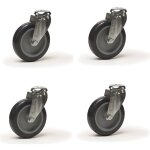 Lot de 4 roulettes � oeil pivotantes caoutchouc thermoplastique gris 50 mm - 120 kg