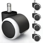 Roulettes pivotantes pour chaise de bureau - zvd - blanc - diamtre 50mm - vis 11x22mm