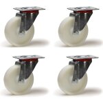 Lot de 4 roulettes pivotantes polyamide blanc 100 mm - 600 kg