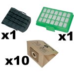 Accessoire aspirateur - rowenta - ro23xx - 10 sacs en papier - 1 filtre haute - compatible power space ...