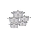 Batterie de cuisine - royal swiss - 10 pi�ces - inox - compatible tous feux - gris