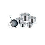 Royal swiss - batterie de cuisine inox avec couvercle en verre - tous feux et induction 12 pièces - non ... Royal swiss - batterie de cuisine inox avec couvercle en verre - tous feux et induction 12 pièces - non ...
