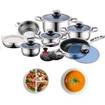 Royal swiss - pan induction 16 pices avec couvercle en verre - casserole / casserole / pole en acier ...
