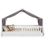 Rrideau de lit lian en mousseline 100% coton 125 x 310 cm pour lits cabanes enfants tissu l�ger et doux ...