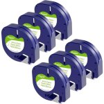 Ruban dtiquette - dymo - letratag - 12mm x 4m - noir sur blanc - lot de 6