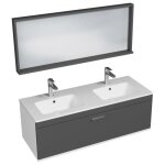 Rubite meuble salle de bain double vasque 1 tiroir couleur - anthracite modle - largeur 120 cm + miroir ...