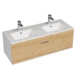 Rubite meuble salle de bain double vasque 1 tiroir couleur - chne modle - largeur 120 cm