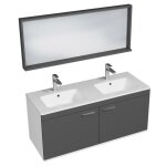 Rubite meuble salle de bain double vasque 2 portes couleur - anthracite modèle - largeur 120 cm + miroir ... Rubite meuble salle de bain double vasque 2 portes couleur - anthracite modèle - largeur 120 cm + miroir ...