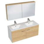 Rubite meuble salle de bain double vasque 2 portes couleur - chêne modèle - largeur 120 cm + miroir armoire ... Rubite meuble salle de bain double vasque 2 portes couleur - chêne modèle - largeur 120 cm + miroir armoire ...