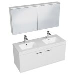 Rubite meuble salle de bain double vasque 2 portes couleur - blanc modle - largeur 120 cm + miroir armoire ...