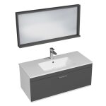 Rubite meuble salle de bain simple vasque 1 tiroir couleur - anthracite modèle - largeur 100 cm + miroir ... Rubite meuble salle de bain simple vasque 1 tiroir couleur - anthracite modèle - largeur 100 cm + miroir ...