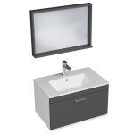 Rubite meuble salle de bain simple vasque 1 tiroir couleur - anthracite modèle - largeur 70 cm + miroir ... Rubite meuble salle de bain simple vasque 1 tiroir couleur - anthracite modèle - largeur 70 cm + miroir ...