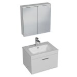 Rubite meuble salle de bain simple vasque 1 tiroir couleur - blanc mod�le - largeur 60 cm + miroir armoire ...