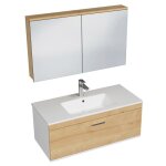Rubite meuble salle de bain simple vasque 1 tiroir couleur - chêne modèle - largeur 100 cm + miroir armoire ... Rubite meuble salle de bain simple vasque 1 tiroir couleur - chêne modèle - largeur 100 cm + miroir armoire ...