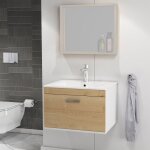 Rubite meuble salle de bain simple vasque 1 tiroir couleur - chne modle - largeur 60 cm