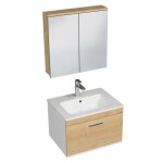 Rubite meuble salle de bain simple vasque 1 tiroir couleur - chêne modèle - largeur 60 cm + miroir armoire ... Rubite meuble salle de bain simple vasque 1 tiroir couleur - chêne modèle - largeur 60 cm + miroir armoire ...
