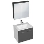 Rubite meuble salle de bain simple vasque 2 portes couleur - anthracite mod�le - largeur 60 cm + miroir ...