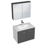 Rubite meuble salle de bain simple vasque 2 portes couleur - anthracite modle - largeur 70 cm + miroir ...