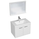 Rubite meuble salle de bain simple vasque 2 portes couleur - blanc mod�le - largeur 70 cm + miroir cadre ...