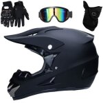 Rumocovo casque de motocross pour scooter casque de moto homme et femme intgral en noir mat